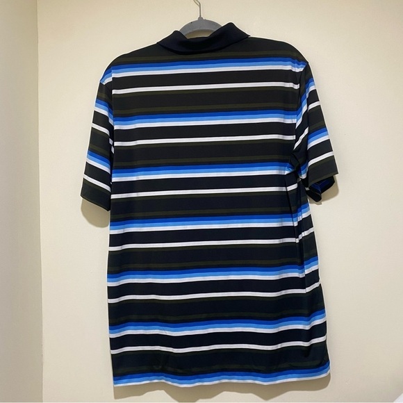 Men’s Nike Golf Dri-Fit Men's Short Sleeve Polo Shirt Blue  Brown Striped Size M - Picture 11 of 15